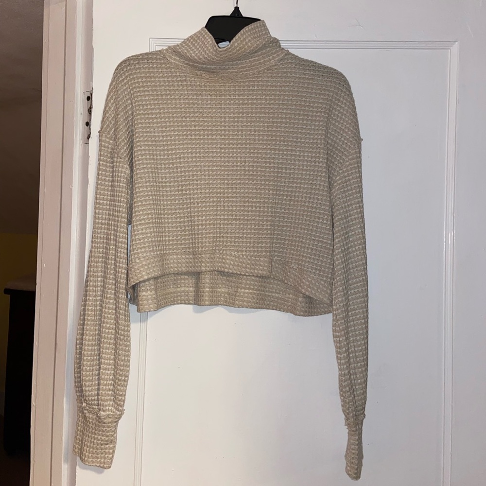 Free People long sleeve collared waffle shirt